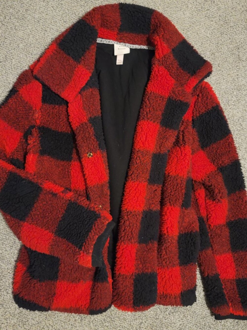 Women's Cozy Knox Rose Plaid Teddy Jacket Plus Size XXL